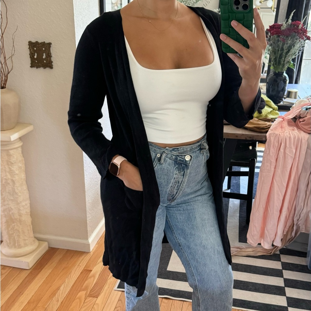 Max studio silk and cashmere long cardigan